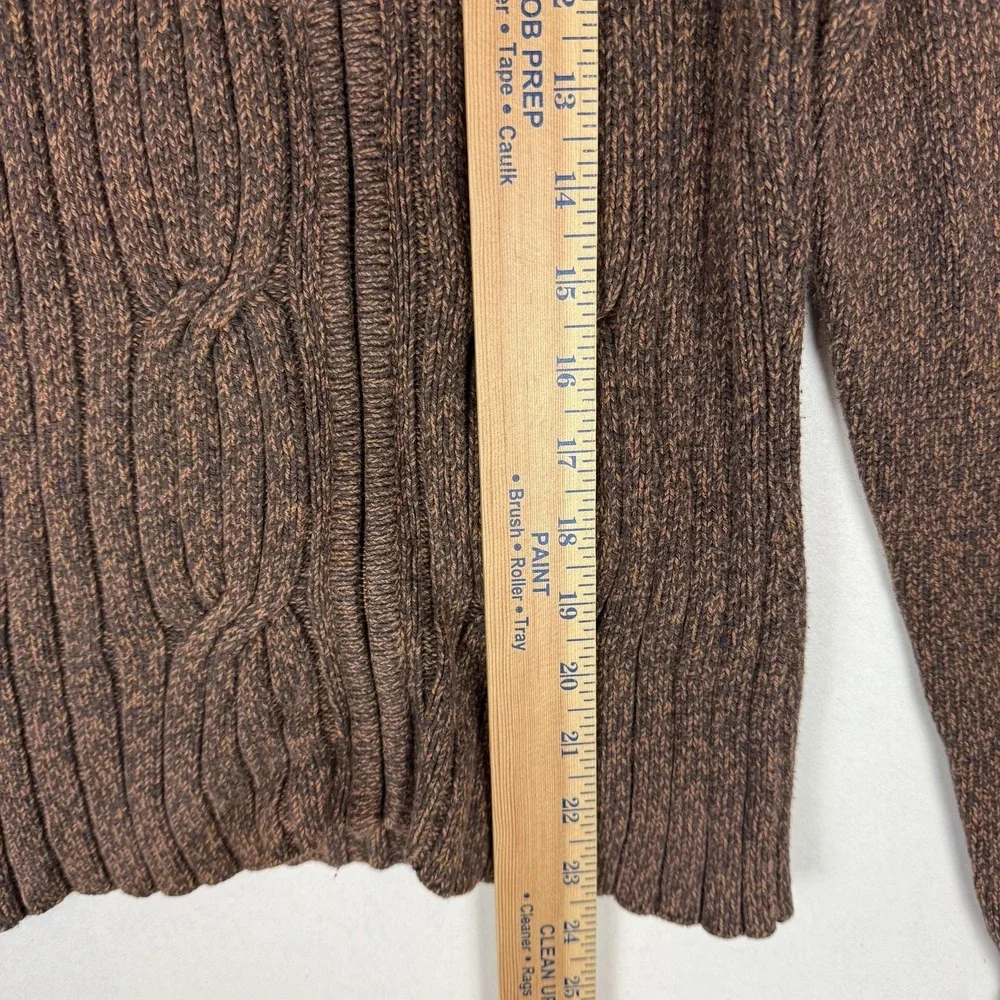 Valerie Stevens Sweater Womens Small Brown Full Zip Mock‎ Neck Cable Knit